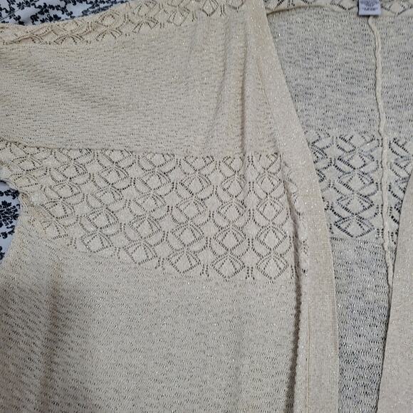Catherines Tan & Gold Metallic Open Front Cardigan Sweater Size 2x 22/24 - Picture 8 of 16